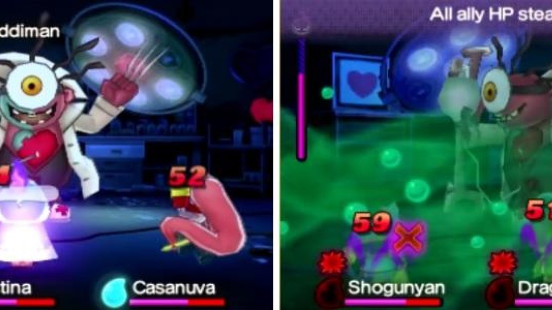 Keep an eye out for the hearts in the background (left). His Soultimate can poison your front row (right).