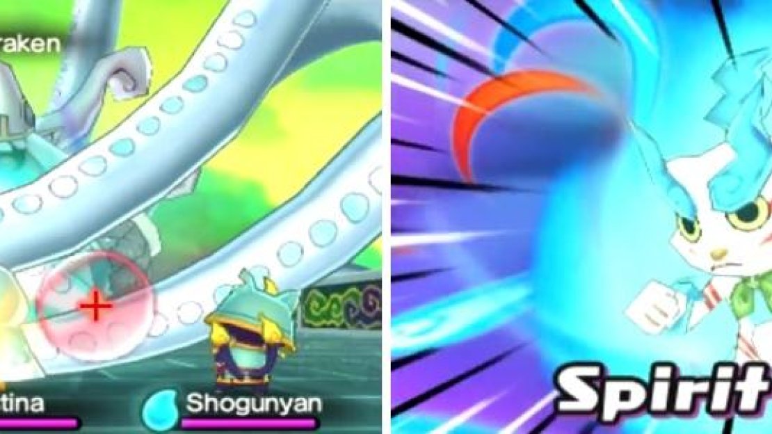 Attack the tentacles when McKraken is charging his Soultimate (left). Your own Yokai’s Soultimates that hit all enemies are a great way to do this (right).