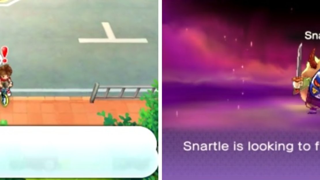 Keep an eye out where you cross streets (left), as you might encounter Snartle unexpectedly (right).
