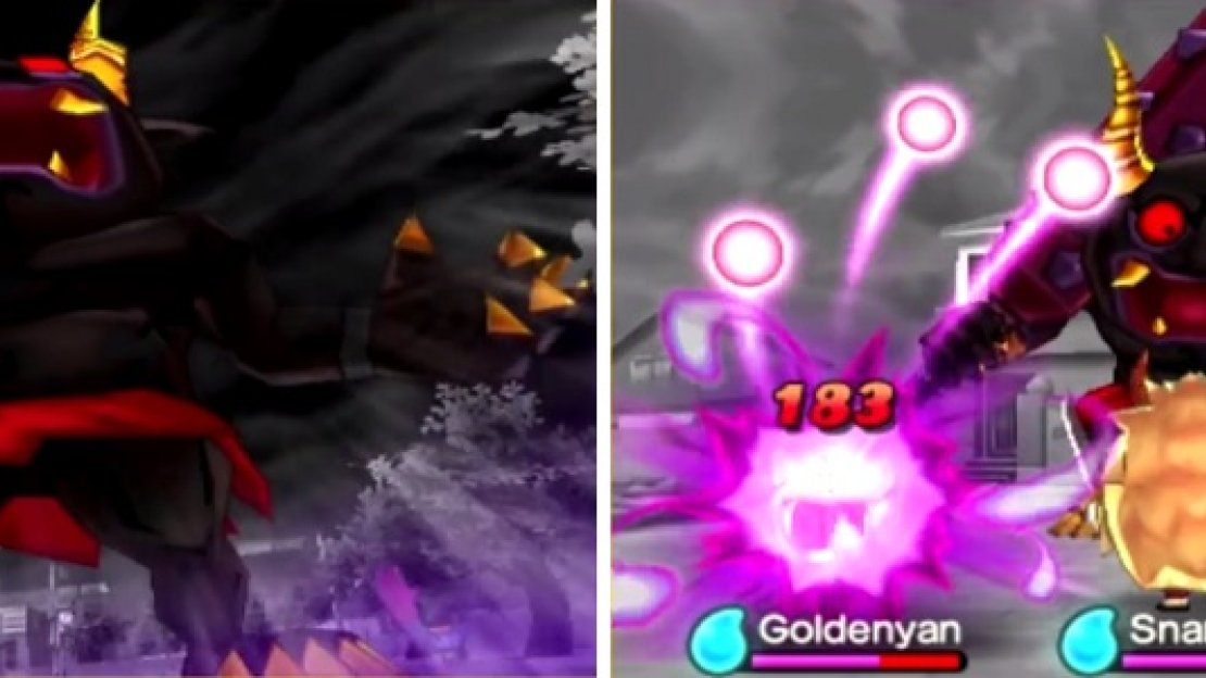 You’ll be able to tell which Oni you get at the beginning of Terror Time (left). Orcanos is definitely one of the strongest enemies in the game (right).