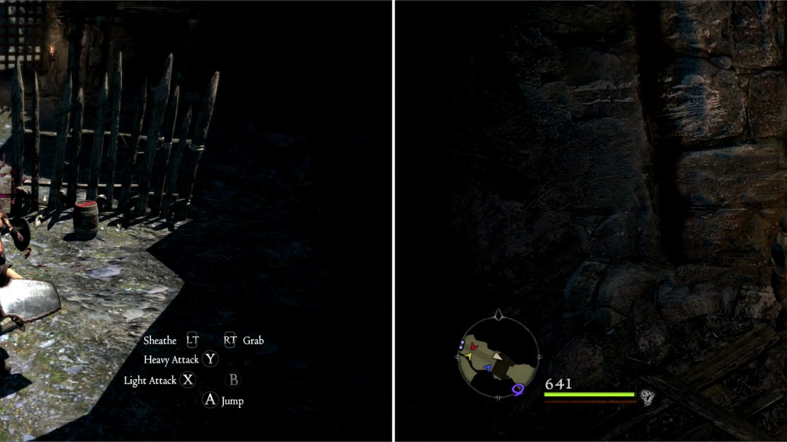 Kill a group of Goblins guarding the gate to the Estan Plains (left) then flip a lever to open the gate and dispatch more Goblins (right).