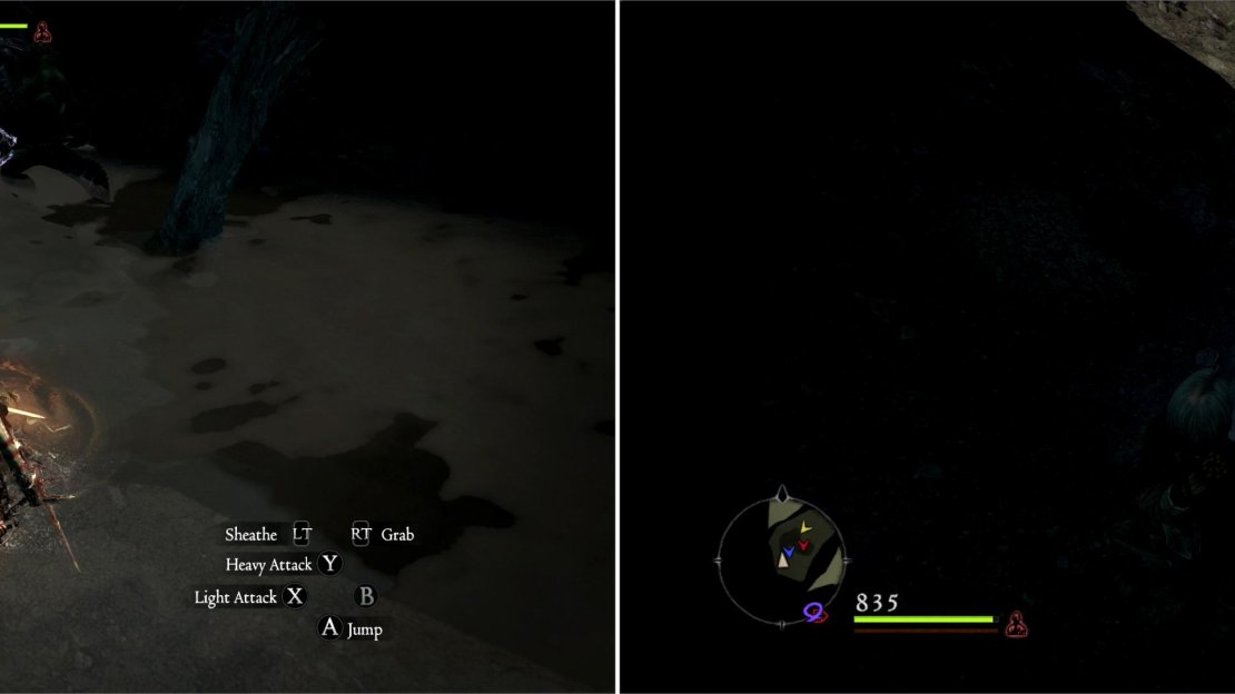 Fighting Saurians in water should be avoided whenever possible (left) but if you defeat this nest, you can claim some modest treasure (right).