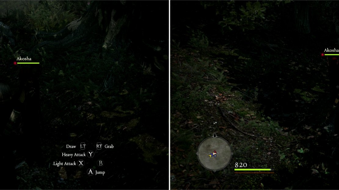 Various totems scattered throughout the Witchwood generate the fog that obscures the map (left). There’s plenty of treasure to be found in scattered chests throughout the Witchwood (right).
