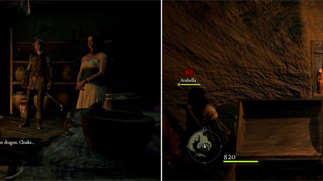 Make it to the Witch’s house to learn about the church’s cover-up of sensitive information (left). Be sure to grab the Bronze Idol from the window of the Witch’s House (right).
