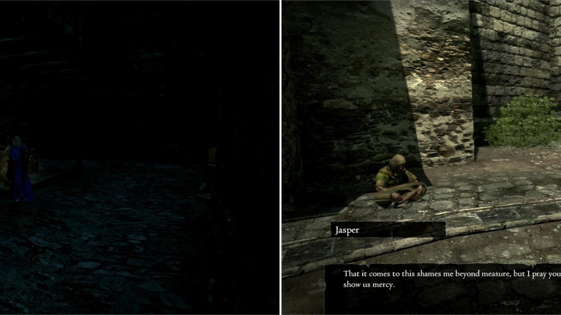 Keep your distance and tail the suspect until he arrives at his destination (left). After spying, rest until morning, collect Sara’s decision, then finish things up with Jasper (right).