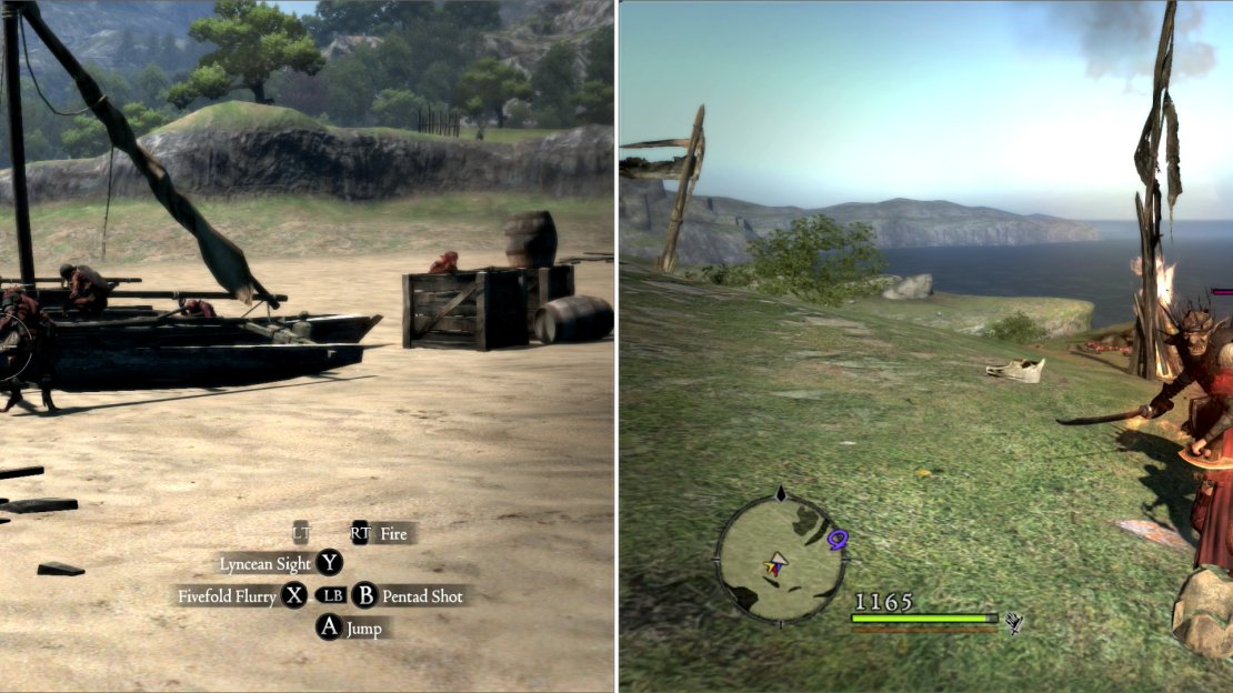 Goblins lurk along the beach near Aerst Castle (left) while stronger Hobgoblins have set up camp in the nearby hills (right).