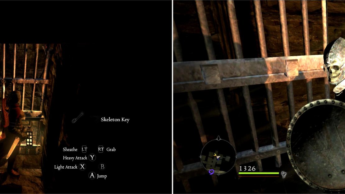 Use Skeleton Keys to open doors in Smuggler’s Pass (left) then defeat the Skeleton Knights guarding various treasure (right).