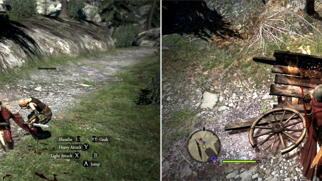 Dispatch the female Bandits near the wreckage (left) then investigate it to pick up two Parcels (right).