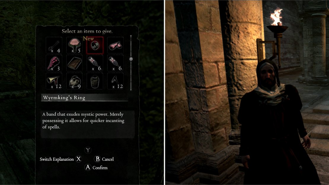 If you want to appease Aldous and keep the Wyrmking’s Ring for yourself, make a forgery (left) and give Aldous the bogus copy (right). This may cost you some treasure later, however…