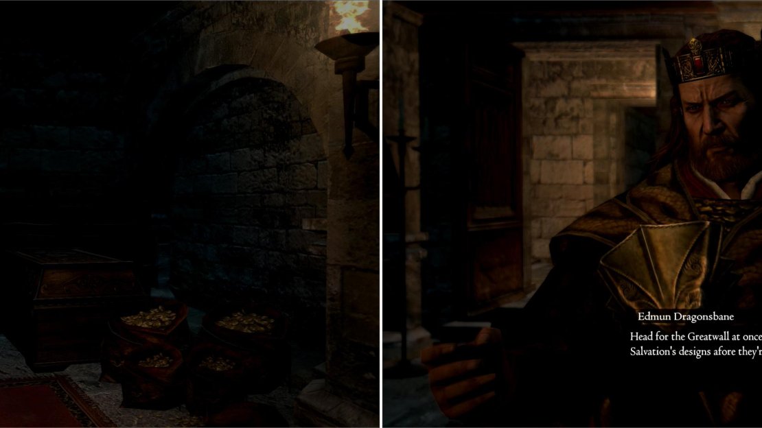 Your services to the duchy is finally going to be rewarded - the Duke will allow you to pillage his treasury (left). Of course, the Arisen can’t rest long, as a new development unfolds in short order (right).