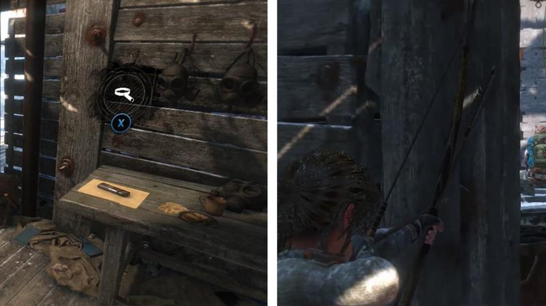 Grab Document 20 before climbing the ladder (left). There’s a group of enemies - hit them with a Molotov to earn an achievement/trophy ‘Firestarter’ (right).