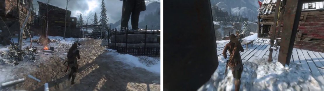 Enter the Copper Mill (left) and work your way to the doorway pictured (right) to find the chemicals inside.