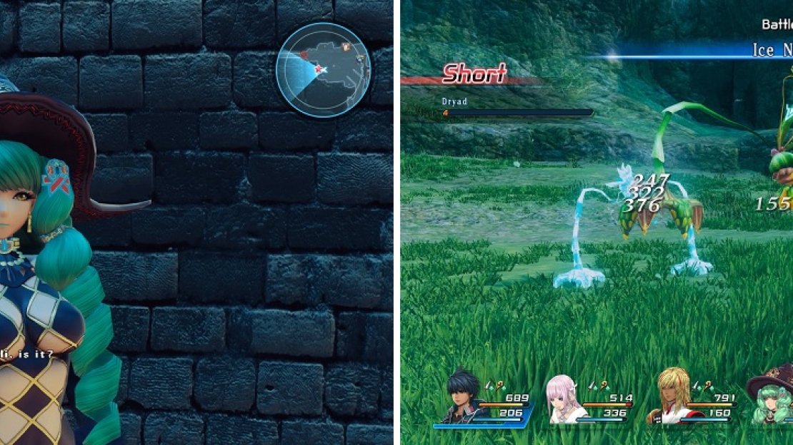 Take the chance to grind some on the Resulian Plains (right), since you have Fiore in your party for now (left).