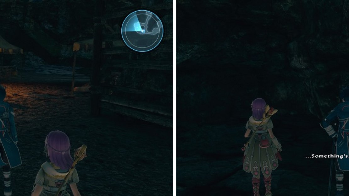 Strange that there’s no one in the hideout (left). Follow Miki to find the hidden exit (right).