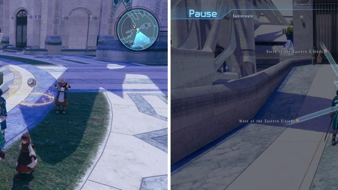 Whistle icons show that there are some PAs available in towns (left). The speech bubble designates who the PA involves (right).