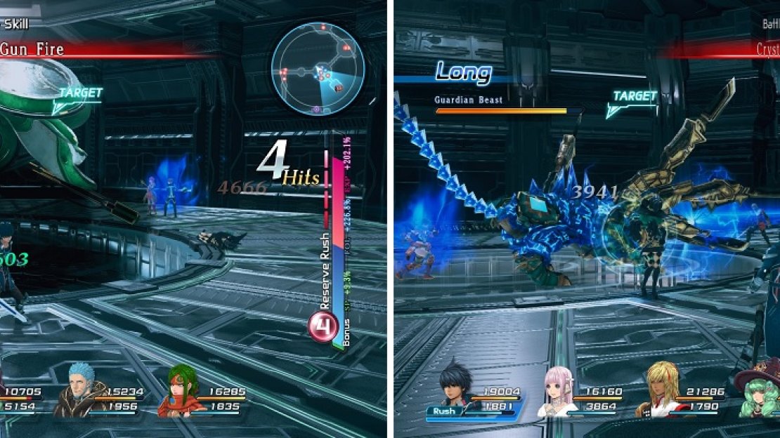 Eliminators should always be defeated first (left). The Guardian Beast’s Crystal Ray is a very dangerous attack (right).