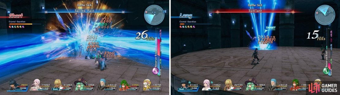 Trinal Spur (left) is a move that can kill whoever is caught in it. Sunflare (right) can also do a lot of damage.