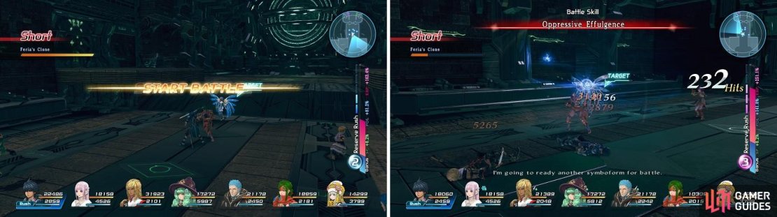 Feria&rsquo;s Clone is not a difficult fight, but be careful of Oppressive Effulgence (right).