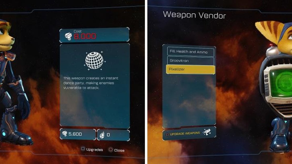 The Groovitron (left) and Pixelizer (right) are both very great weapons to have in your arsenal.