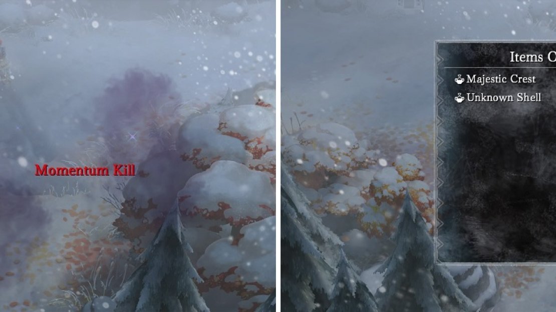 Killing enemies in specific ways (left) will net you extra items once the battle is over (right).