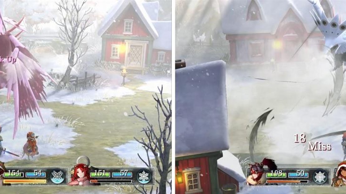 Whitewind can buff its attack with Inhale (left). Wing Slice is its most dangerous move, since it can hit multiple times and characters (right).