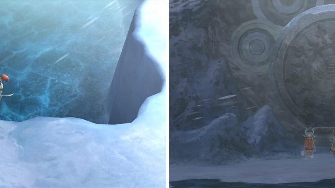 Be careful of the Crystal Shroomback, as it is very powerful (left). You’ll need to do a bit more to open the big door blocking your progress (right).