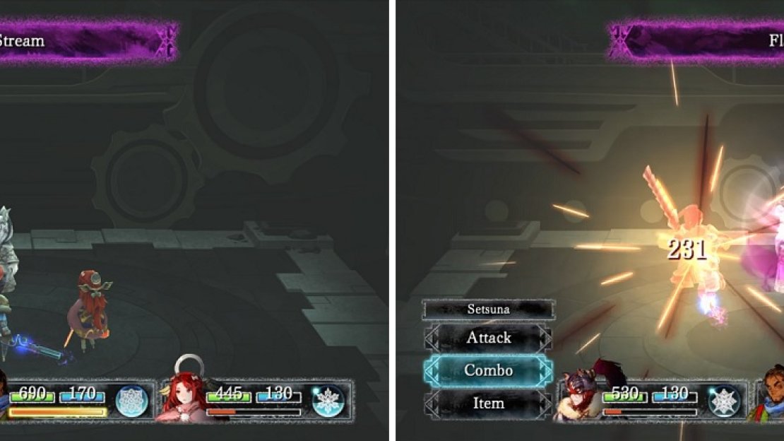 Spell Stream (left) allows Rhydderch to attack twice in one turn, where he could do something like using Flare twice (right).
