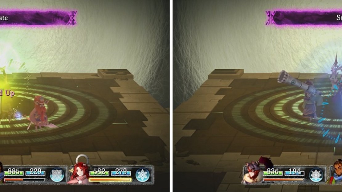 Time Judge using Haste (left) on herself and Slow/Stop (right) on your characters can make for a very bad time.