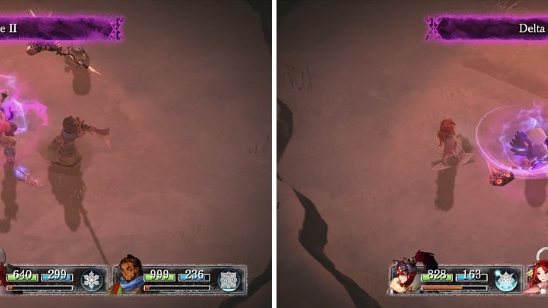 Syg should go first because of her healing skills (left). Watch out for their triple combo attack (right).
