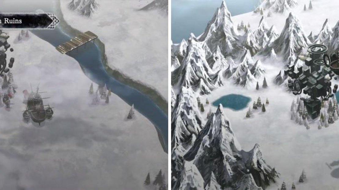 Apparth Ruins will be seen during the story (left), but the other two will require you to have the airship to reach (right).