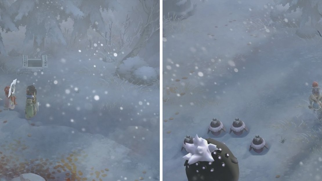 Go through the trees (left) in Dazzshire Woods to find King Empy waiting for you (right).
