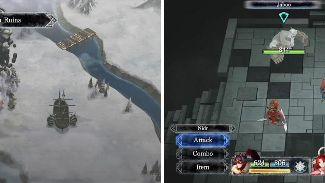 The ruins around the world (left) will allow you to refight bosses for more item drops (right).