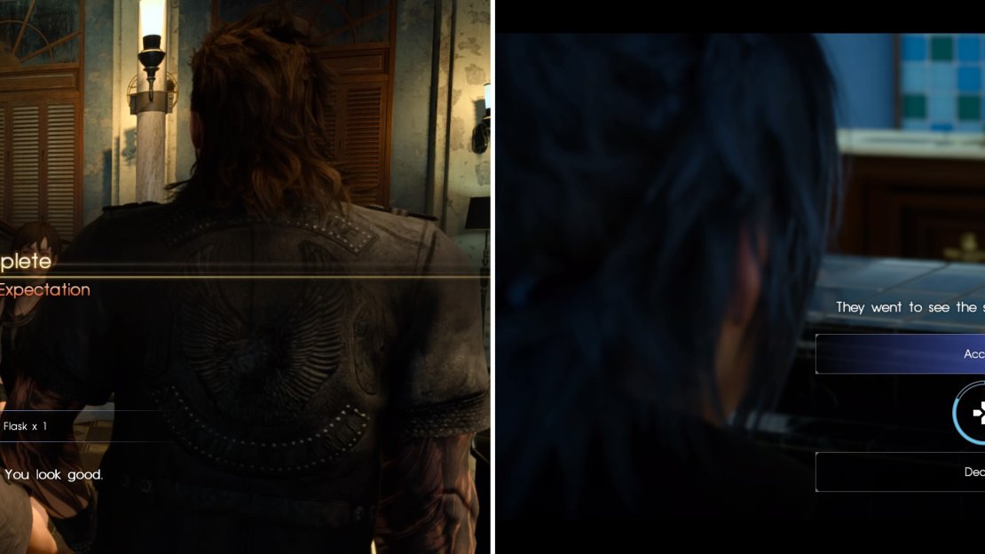 Iris will give you another Magic Flask (left) for meeting her. Later, she will ask you to take a walk around the city (right) so she can show you the sights.