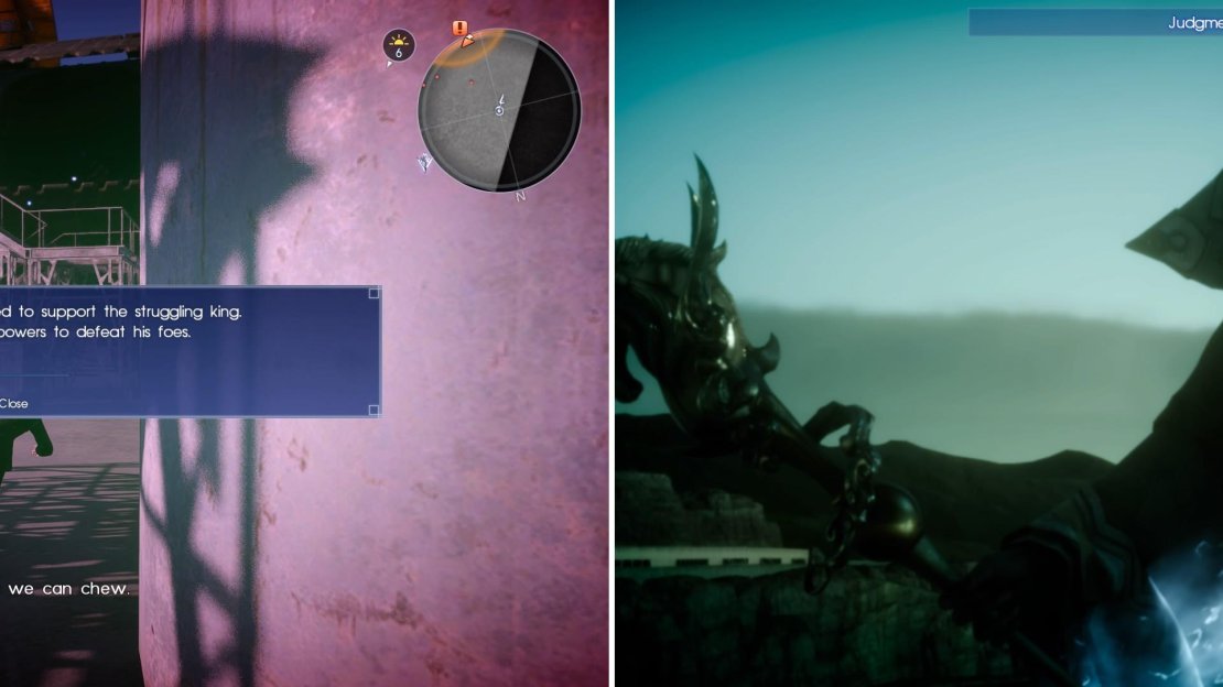 As things become desperate, Ramuh will recognize your struggle (left) and lend his strength (right). Press L2/LB to summon him.