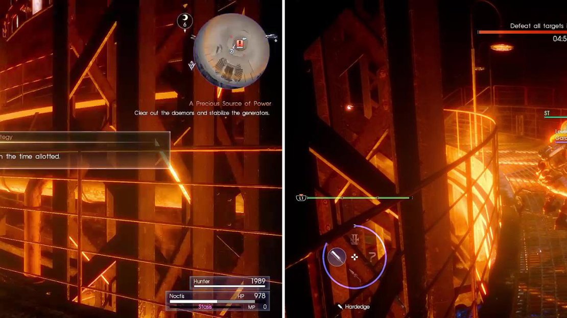 You’re given a task to defeat all the enemies here within 5 minutes (left) so clear them about, being mindful of the Garchimacera (right) especially.