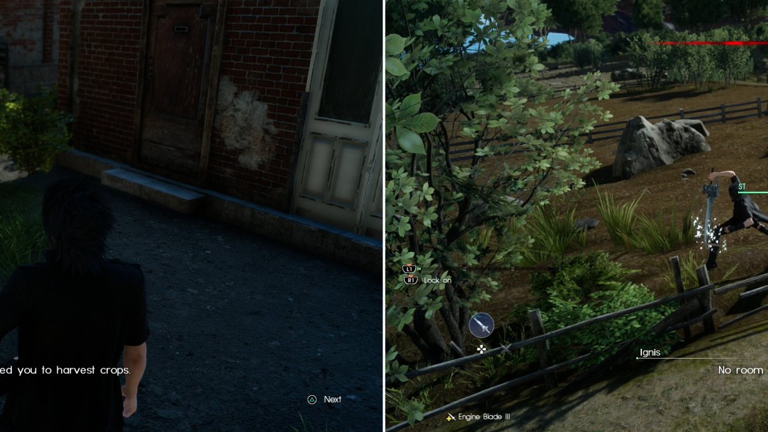 Talk to the farmer at Saxham Outpost (left) then help them deal with some pesky wildlife (right).
