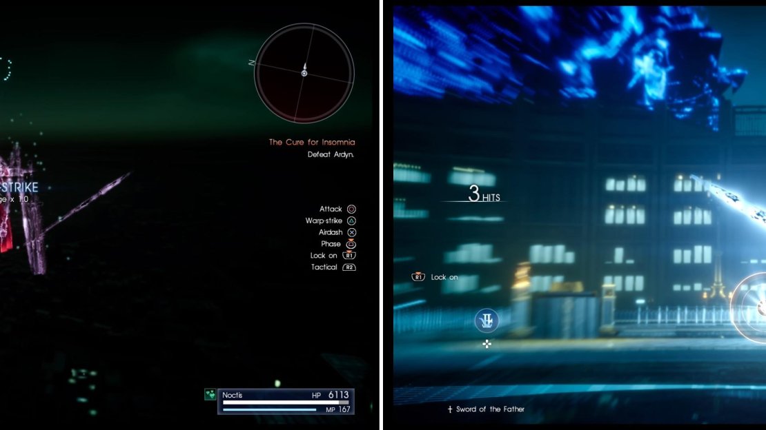 When you see an opening, Warp-strike him (left) continually. In the final phase, a few slashes will produce some Quick-time Events (right). Keep your controller ready.