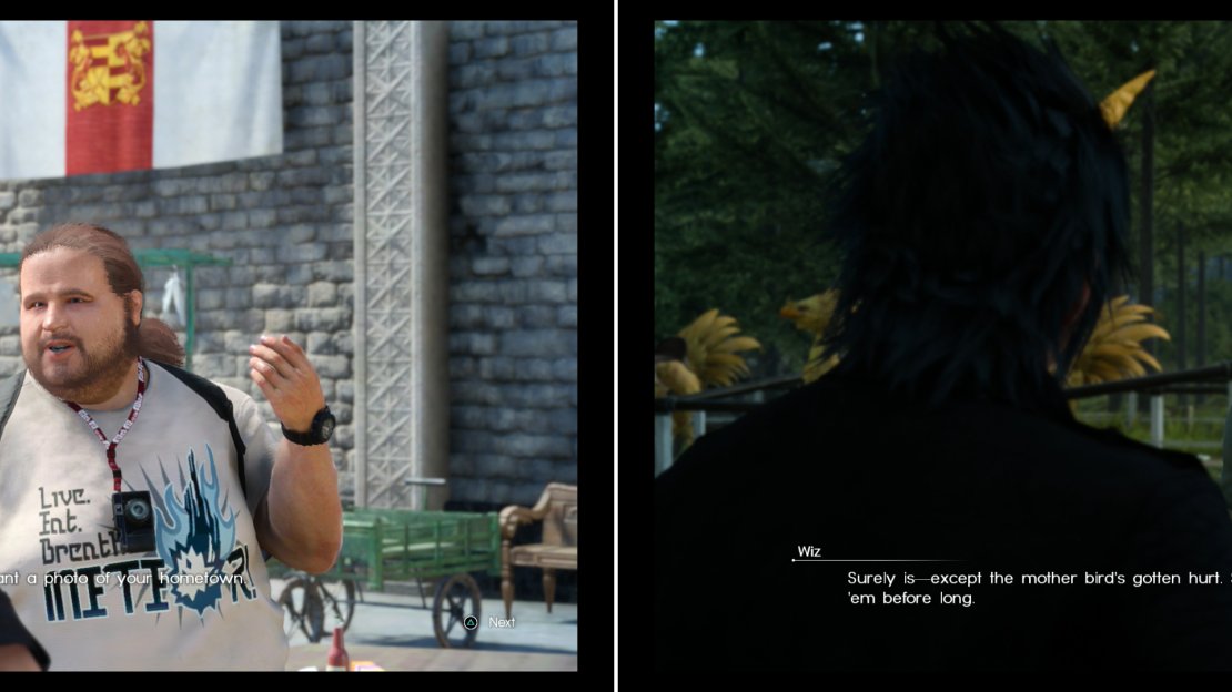 Talk to Vyv after Ravatogh to get a new mission - take a picture of home (left), then visit Wiz to pick up a new quest in The Vesperpool (right).