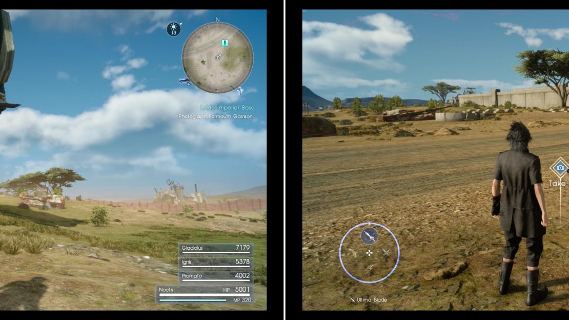Expect to be pestered by imperial dropships as you go about trying to get your photos of their bases (left). Snap a photo of Formouth Garrison, near the Prairie Outpost (right).