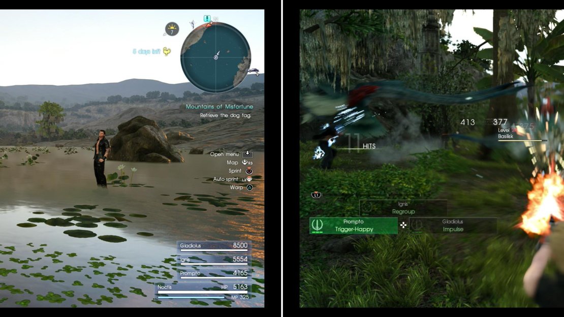 A large Sahagin-infested pond on the eastern end of The Vesperpool makes a fine landmark (left). Various, often poisonous, beasts will pester you as you explore (right).