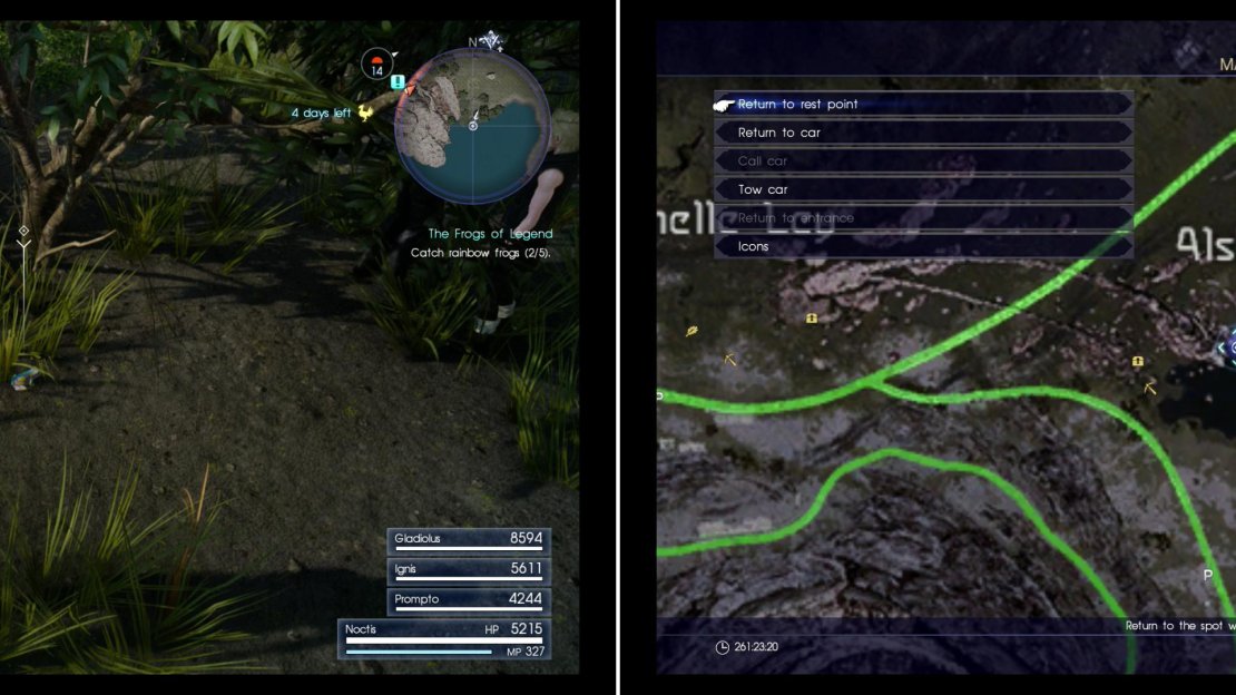 Search under a bush on the shore of the pond west of Neeglyss Pond to find the third Rainbow Frog (left) at the area indicated on the map (right).