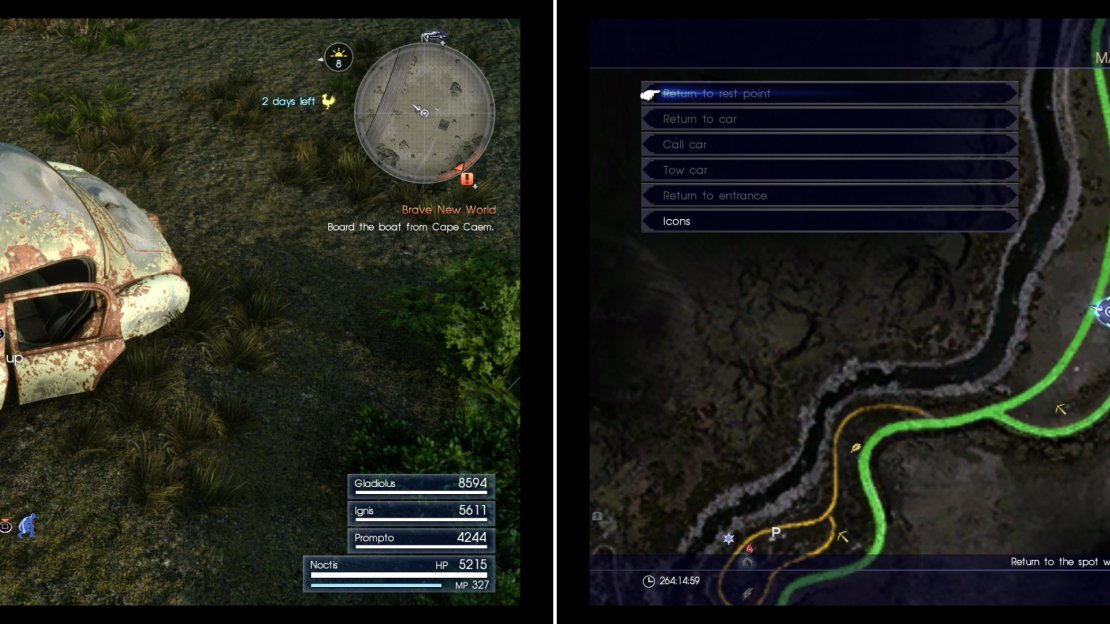 Search inside a car south of Fort Vaullerey to find Mystery Map XII (left) at the indicated area on the map (right).