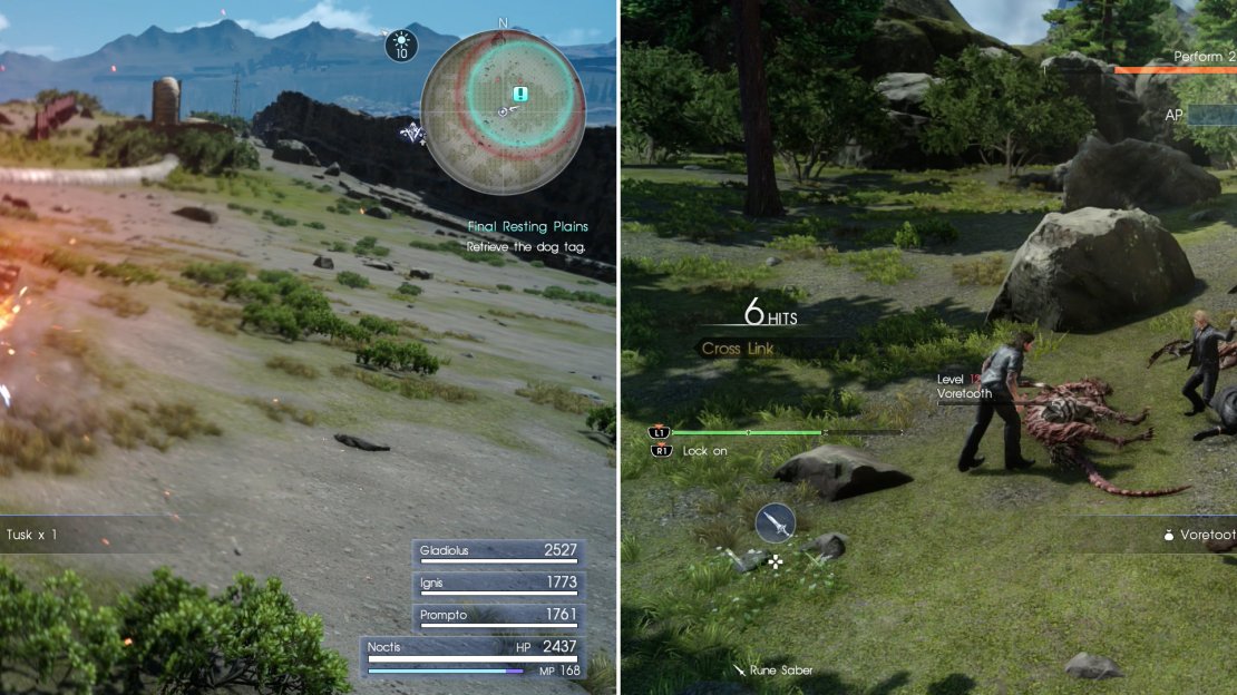 Defeat some Garula’s near a shed to claim one Dog Tag (left) while some Voretooths protect another near a boulder (right).