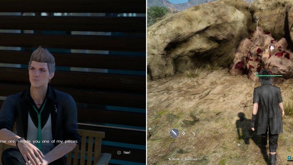Afterwards, however, it becomes more of a nuisance business arrangement (left), although Dino’s fascination with stones keeps your objectives more or less the same (right).