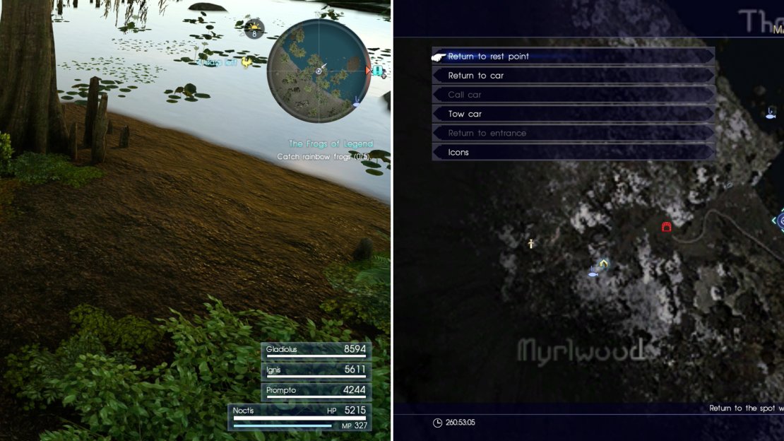 Find the Rainbow Frog in The Vesperpool (left) at the area indicted on the map (right).