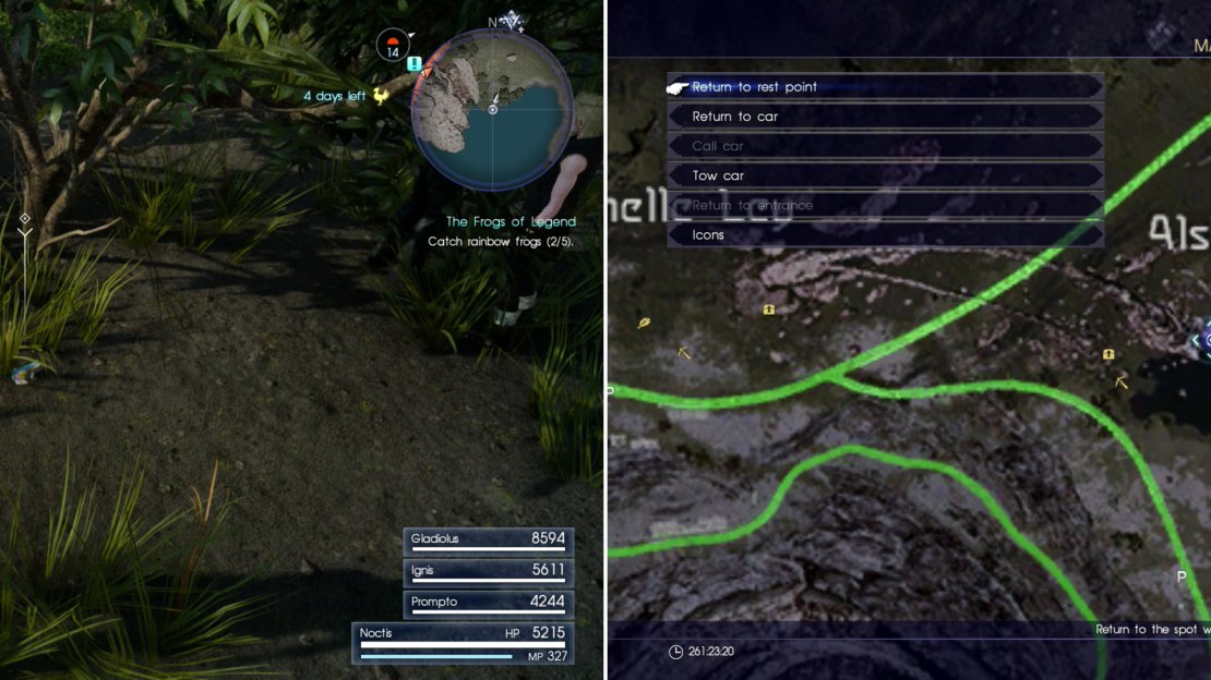 Find the Rainbow Frog in the Alstor Slough (left) at the area indicted on the map (right).
