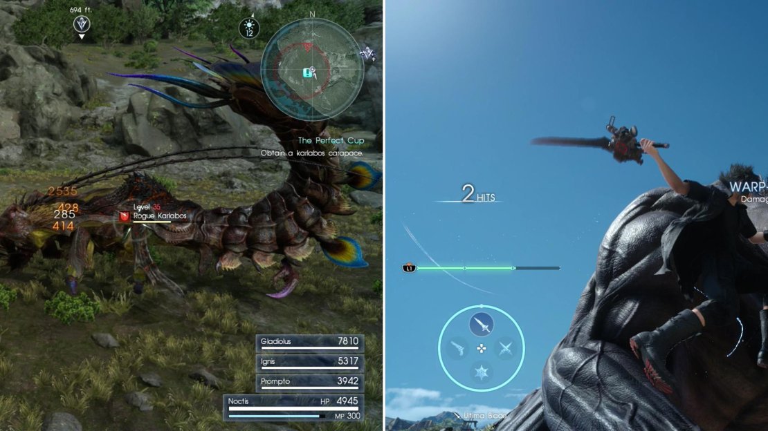Depending on how you answered Gladiolus earlier you’ll have to hunt down a Rogue Karlabos (left) or a Rogue Behemoth (right).
