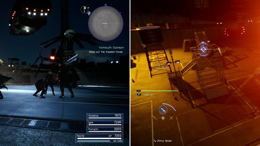 After defeating waves of lesser imperials, you’ll have to face MA-X Cuirass and MA-X Dux (left), both of whom will employ defensive fire to keep your aerial assaults at bay (right).