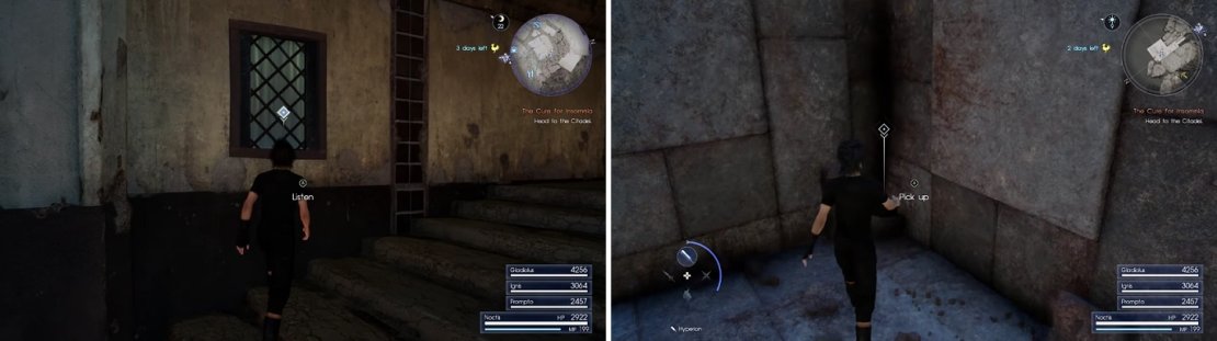 Start the Stealing the Past sidequest in Lestallum (left). You only need to pick up the Magitek Core to finish it (right).