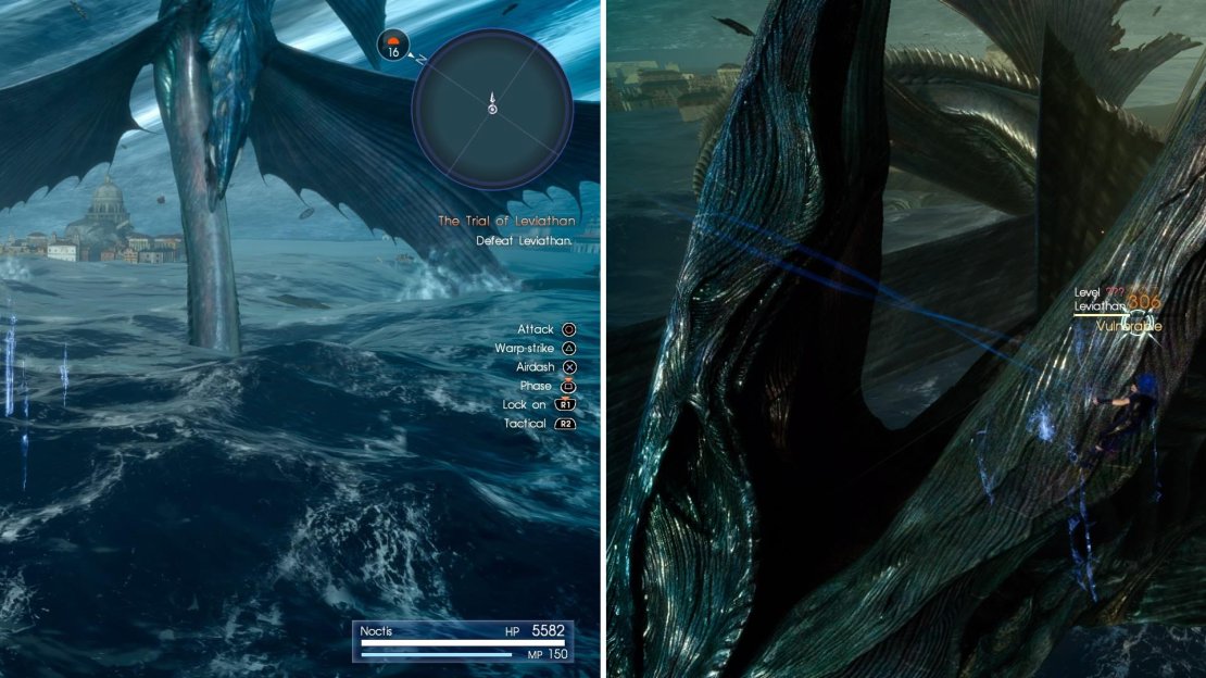 You have full access to your powers now (left) and the sheer force of them can pummel Leviathan to submission. When Leviathan is vulnerable (right) use the full force of them against her.